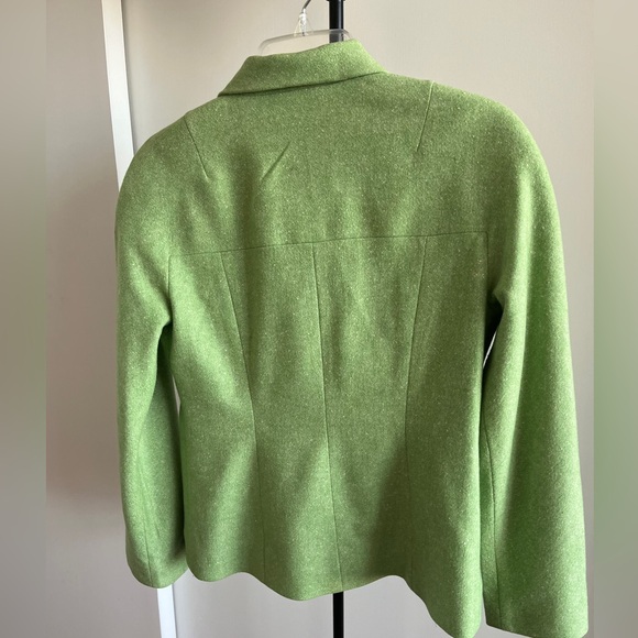 Precis Petite Designer Blazer Career Collared Jacket Women's Wool Green 10P / 8P - Picture 6 of 10